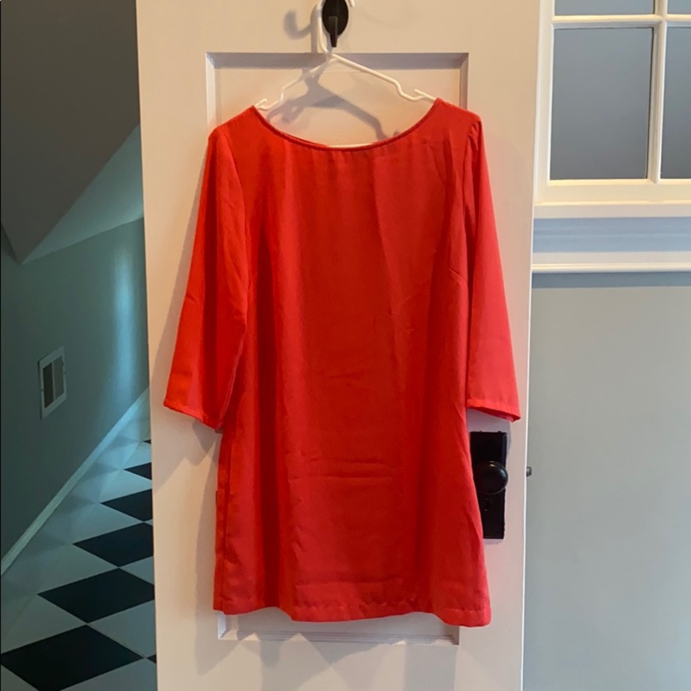 Coral mini dress with pockets